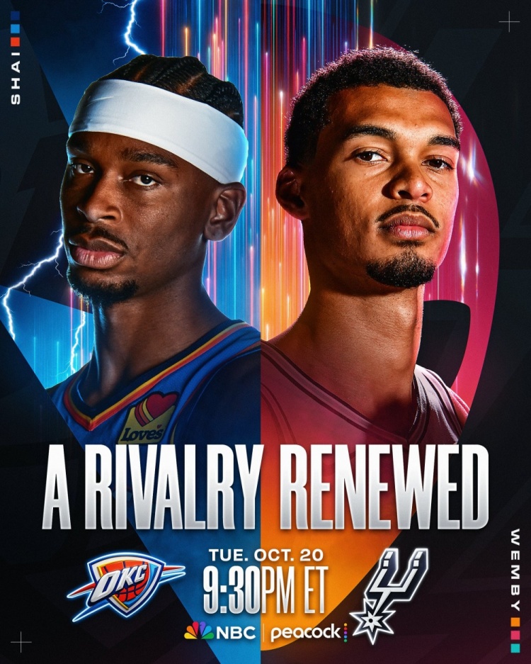 王牌对决⚡️👽NBA官方预热揭幕战雷霆VS马刺:连庄MVP对战DPOY