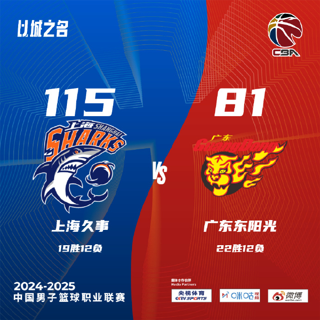 CBA第34轮：上海狂胜广东，浙江轻取福建